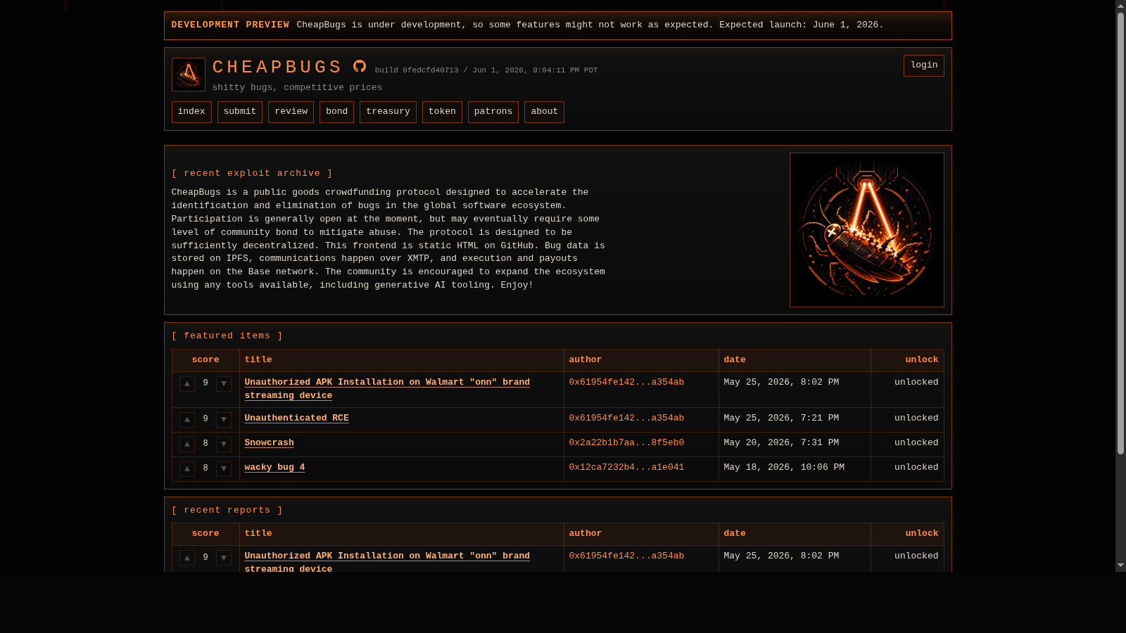 CheapBugs website screenshot