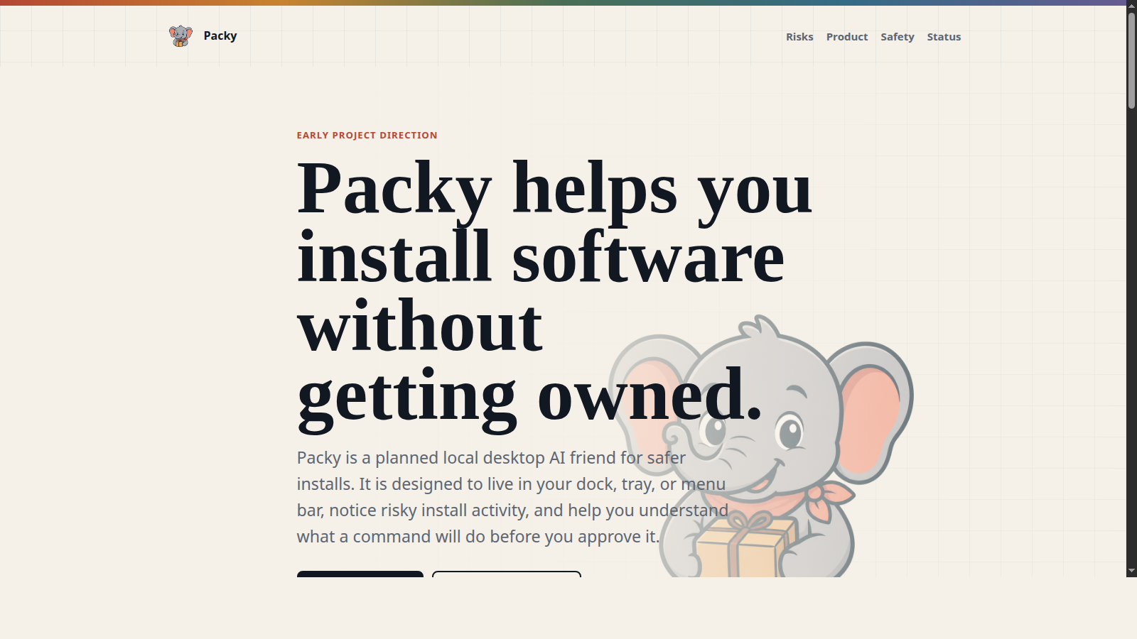 Packy website screenshot